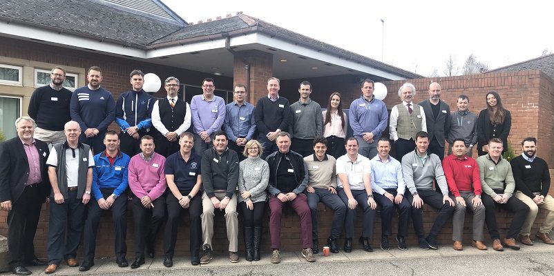 Pictured – the delegates outside the Coldra Court Hotel at Celtic Manor Resort