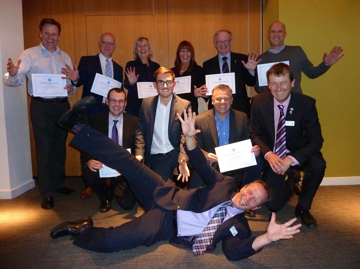 Pictured – The Diploma recipients with Kevin Fish (centre) and Michael Braidwood, CMAE’s Director of Education, front right