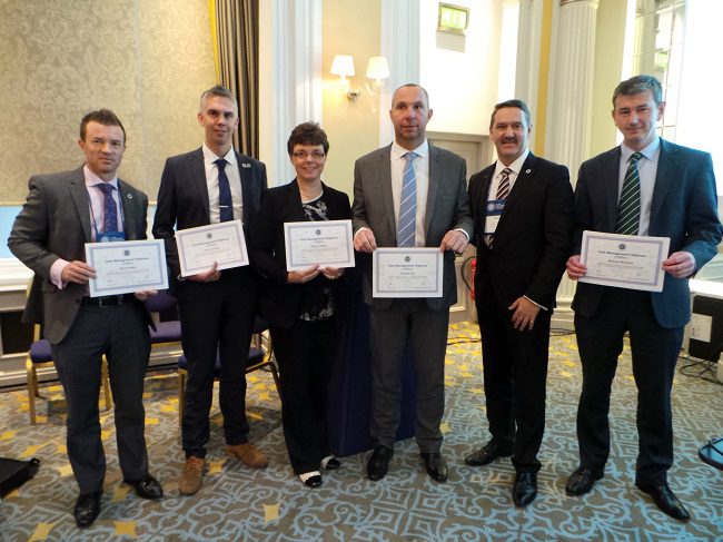 Pictured – The Diploma recipients with CMAE President Marc Newey. From left to right, Simon Baker, Iain Lancaster, Sharon Heeley, Andrew Hill, Marc Newey and Michael Newland. 