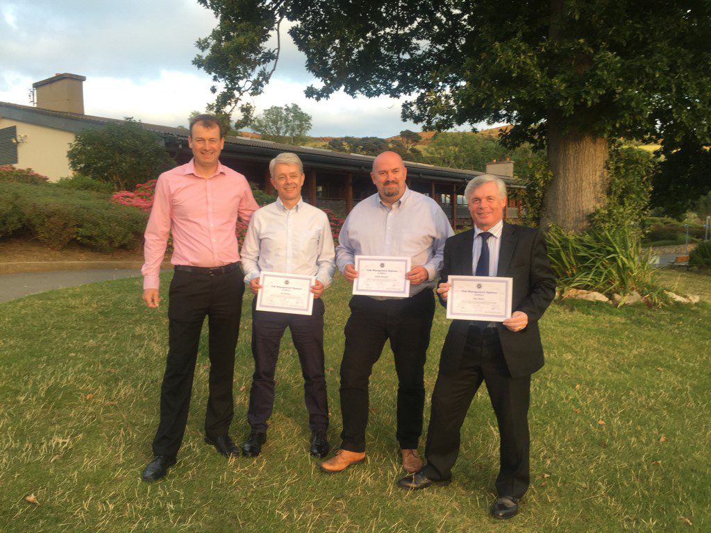 Pictured – The Diploma recipients with CMAE’s Director of Education Michael Braidwood. From left to right Michael, Ian, Derek, Gay. 