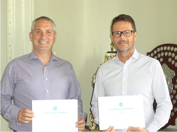 Pictured – The Diploma recipients Les Howkins Golf Course Manager The Richmond Golf Club and John Maguire General Manager The Richmond Golf Club.