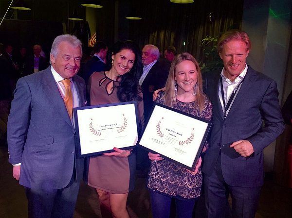 Caroline Carroll of Syngenta (second from right) receives the contribution award for love.golf, alongside Elisa Gaudet of Women's Golf Day